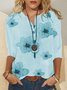 Women's Floral Half Sleeve V Neck Casual Blouse
