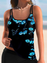 Floral Printing Scoop Neck Vacation Tankini