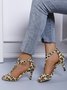 Suede Cutout Strap Peep Toe Mid Heel Sandals