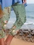 Floral Print Sage Green Capri Legging