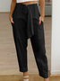 Daily Casual Plain Cotton High Waist Straight Tapered Cropped Pant