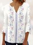 Jersey Floral Casual Loose Tunic Shirt
