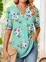 Floral Casual Loose Notched Shirt