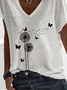 Dandelion Short Sleeve V Neck Casual T-Shirt