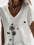 Dandelion Short Sleeve V Neck Casual T-Shirt