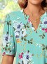 Floral Casual Loose Notched Shirt