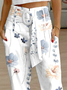  Floral-Printed  Casual Cropped Pants