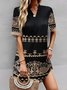 V Neck Ethnic Lace Casual Dress