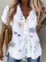 Buttoned Loose Casual V Neck Blouse