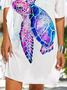 Scoop Neck Vacation Marine Life Printed Coverup