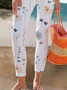 Floral Print Casual Cropped Legging