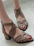 Ladies Elegant Cutout Open Toe Block Heel Sandals