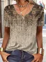 Notched Ethnic Jersey Casual T-Shirt
