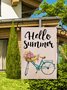 12 x 18 Hello Summer Text Letters And Floral Garden Flag Yard Flag Holiday Outdoor Decor Flag