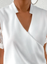 Casual Lace Edge Cross Neck Shirt