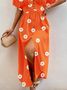 Vacation Loose Floral Buttoned Dress