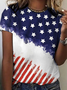 Casual America Flag Crew Neck Short Sleeve T-shirt