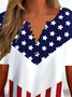 Casual Independence Day V Neck America Flag Shirt