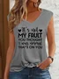 Simple V Neck Text Letters Tank Top