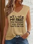 Simple V Neck Text Letters Tank Top