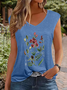 Simple V Neck Text Letters Tank Top