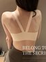 Women's Breathable Sexy Simple Front Button V-Neck Seamless Bra & Bralette