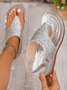 Casual Glitter Wedge Thong Sandals