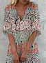 Women Floral V Neck Half Sleeve Comfy Elegant Maxi Dress