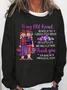 Simple Crew Neck Text Letters Sweatshirt