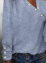 Buttoned Detail Casual Asymmetrical Neck T-Shirt