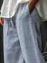 Casual Striped Natural Long Straight Pants