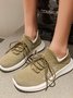 Sports Plain Lace-Up Flat Heel Fly Woven Shoes