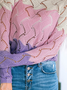 Women Color Block Long Sleeve Comfy Vintage Sweater