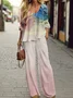 Women Gradient Pattern Crew Neck Long Sleeve Comfy Casual Top With Pants Two-Piece Set