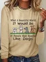 Crew Neck Long Sleeve Dog Regular Micro-Elasticity Regular Fit Shirt For Women