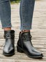 Vintage Plain Wearable Zipper Block Heel Classic Boots Buckle