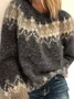 Women Wool/Knitting Fair Isle Long Sleeve Comfy Casual Sweater
