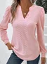 Women Casual Plain V Neck Long Sleeve Comfy T-shirt