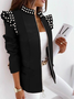Lapel Collar Long Sleeve Animal Regular Micro-Elasticity Regular Fit Jacket For Women