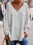 Women Knitted Plain Long Sleeve Comfy Casual Sweater