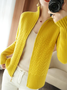 Women Wool/Knitting Plain Long Sleeve Comfy Casual Zipper Cardigan