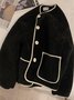 Long Sleeve Plain Fleece Micro-Elasticity Loose Pilot Teddy Jacket For Women