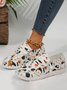 Casual Halloween Non-Slip Lace-Up Flat Heel Boat Shoes Printing