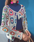 Women Woven Ethnic Long Sleeve Comfy Boho Hollow Out Cardigan