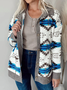 Shawl Collar Long Sleeve Ethnic Buckle Heavyweight Loose Jacket For Women