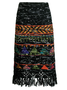 Boho Ethnic H-Line Natural Maxi Skirt
