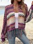 Women Yarn/Wool Yarn Ethnic Long Sleeve Comfy Boho Cardigan
