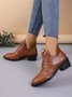 Vintage Plain Non-Slip Lace-Up Block Heel Classic Boots
