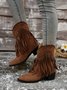 West Style Plain Non-Slip Slip On Block Heel Cowboy Boots Rivet