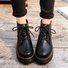 Simple Plain Lace-Up Low Heel Straight Boots